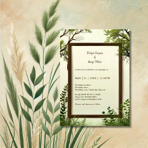 rustic Greenery Tree Frame wedding invitation