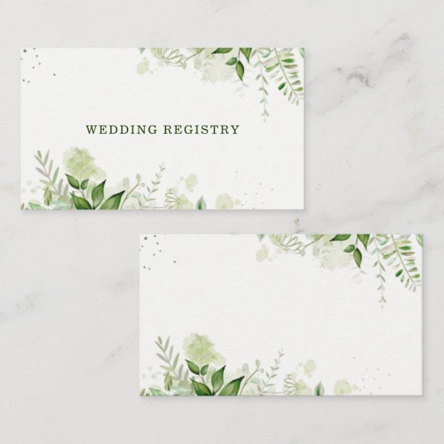 Rustic Greenery Vineyard Wedding Registry Business Card (Front/Back)