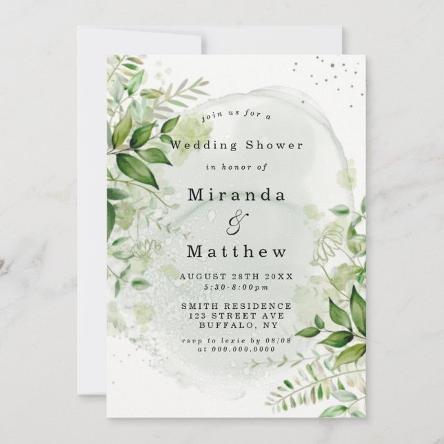 Rustic Greenery Vineyard Wedding Shower Invites (Front)
