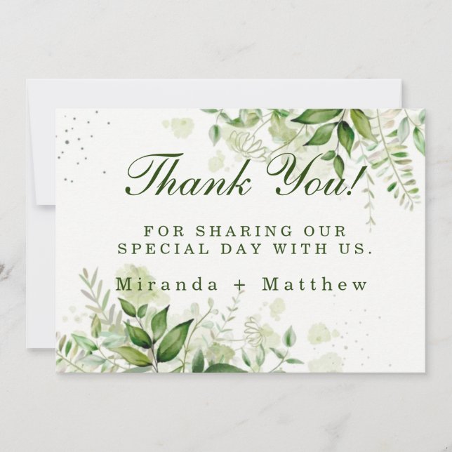 Rustic Greenery Vineyard Wedding Thank You Cards (Front)