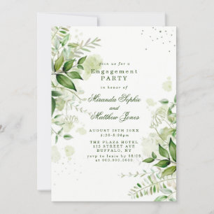 Rustic Greenery Vineyard White Engagement Party Invitation