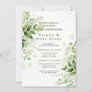 Rustic Greenery Vineyard White Rehearsal Dinner Invitation