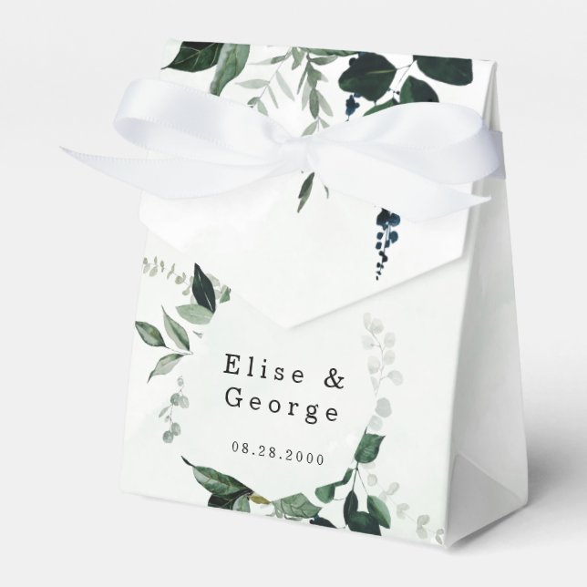 Rustic Greenery Watercolor Eucalyptus Wedding Favour Box (Front Side)