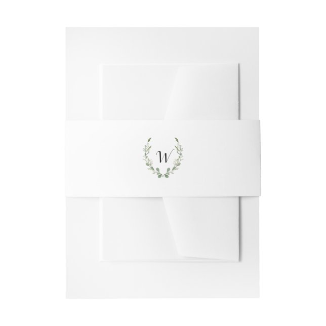 Rustic Greenery Watercolor | Initial | Wedding Invitation Belly Band (Front Example)