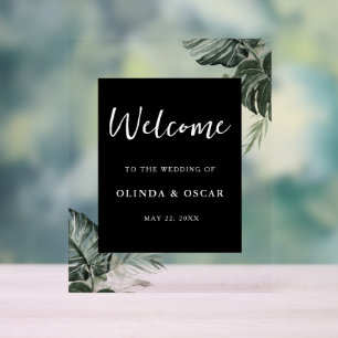 Rustic Greenery Watercolor Wedding Welcome Acrylic Acrylic Sign