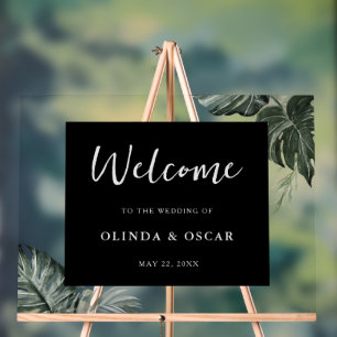 Rustic Greenery Watercolor Wedding Welcome  Acrylic Sign