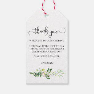 Rustic greenery wedding favour bag tag