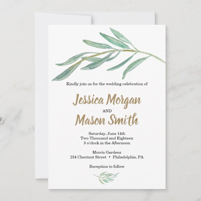 Rustic Greenery Wedding Invitation (Front)