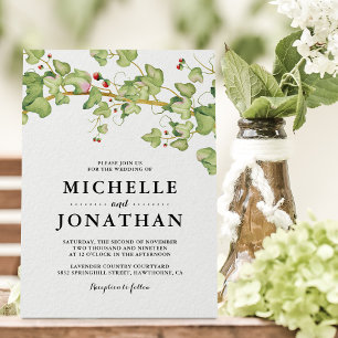 Rustic Greenery Wedding Invite Botanical Ivy