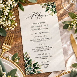 Rustic Greenery Wedding Menu Card