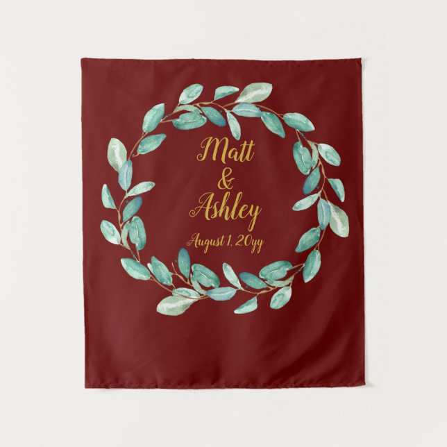 Rustic Greenery Wedding Photo Booth Backdrop Prop Tapestry (Front)