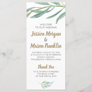 Rustic Greenery Wedding Program Programme