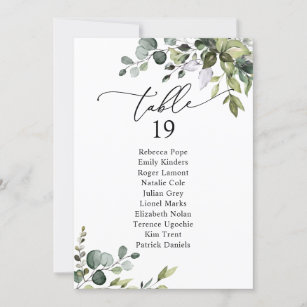 Rustic Greenery Wedding Seating Chart Table Cards