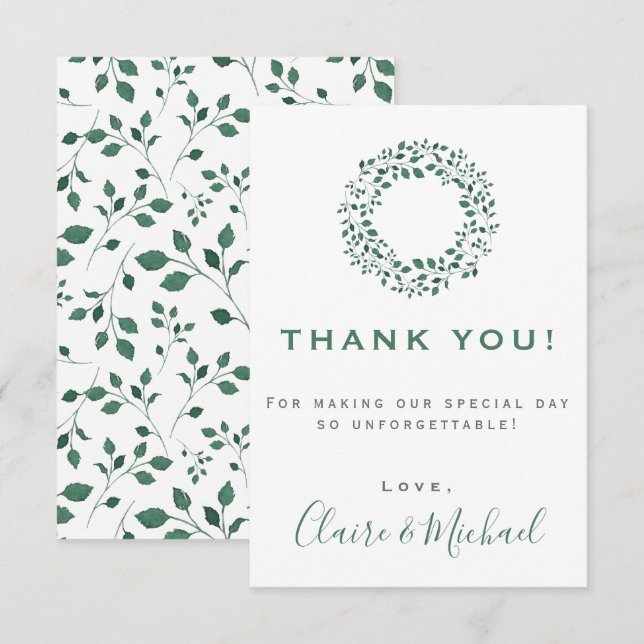 Rustic Greenery | Wedding Thank You Card (Front/Back)