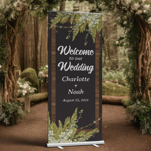 Rustic Greenery Wedding Welcome Retractable Banner