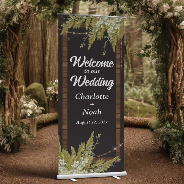 Rustic Greenery Wedding Welcome Retractable Banner (Creator Uploaded)
