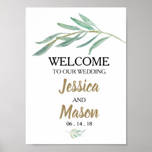 Rustic Greenery Wedding Welcome Sign