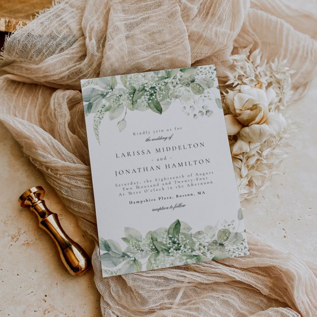 Rustic Greenery White Floral Forest Wedding  Invitation (Creator Uploaded)