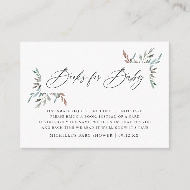 Rustic Greenery Winter Baby Shower Book Request Enclosure Card (Front)