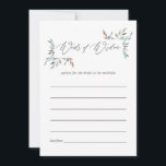 Rustic Greenery Winter Bridal Shower Advice<br><div class="desc">Watercolor leaves winter bridal shower advice for bride-to-be cards designed to be quickly and easily customised.</div>