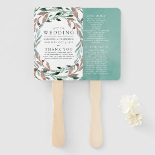 Rustic Greenery Winter Wedding Program Hand Fan
