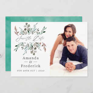 Rustic Greenery Winter Wedding Save the Date Invitation