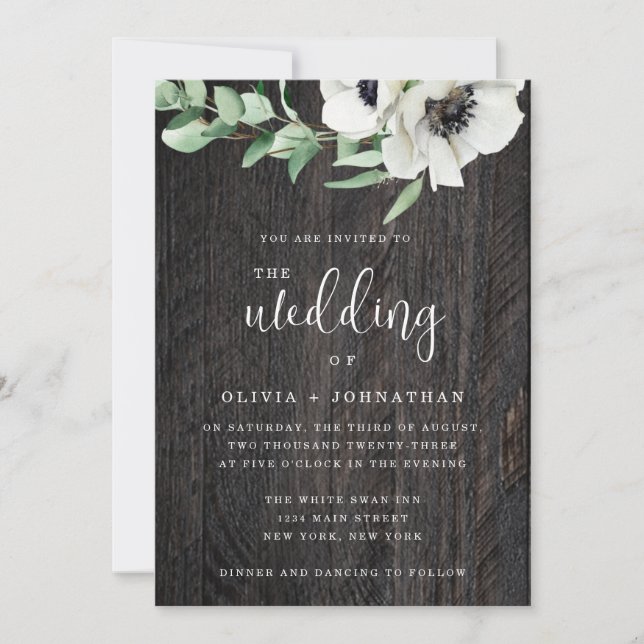 Rustic Greenery Wood Boho Wedding Invitation (Front)