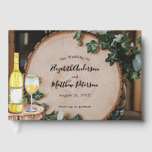 Rustic Greenery & Wood Slice  Guest Book