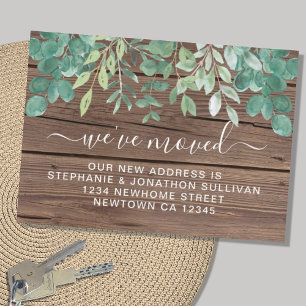 Rustic Greenery Wood We've Moved Announcement