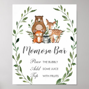 Rustic Greenery Woodland Animals Momosa Bar Sign