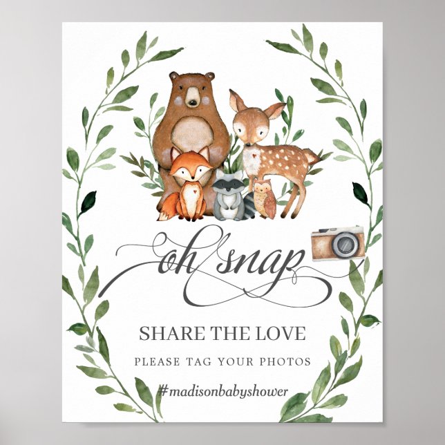 Rustic Greenery Woodland Animals Share the Love  Poster (Front)