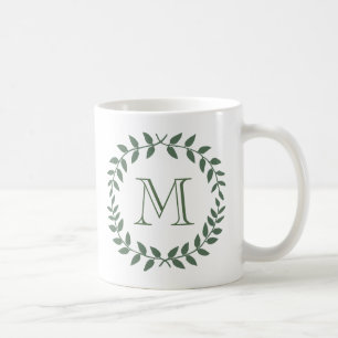 Rustic Greenery Wreath Monogram Country Wedding Coffee Mug