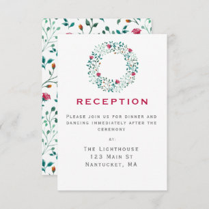 Rustic Greenery Wreath Wedding Reception Insert Invitation