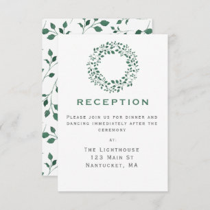 Rustic Greenery Wreath Wedding Reception Insert Invitation