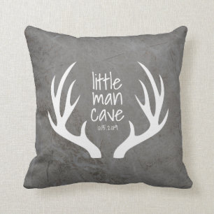 Rustic Grey and Antlers Little Man Cave Nursery Cushion