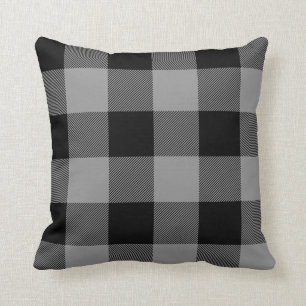 Rustic Grey and Black Buffalo Check Plaid Cushion