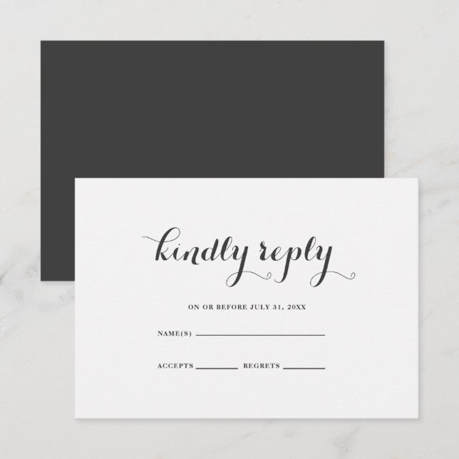 Rustic Grey and White Wedding RSVP Card (Front/Back)