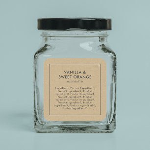 Rustic Grey Border List of Ingredients Kraft Label