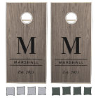 Rustic Grey Brown Wood Custom Wedding Monogram
