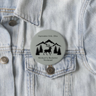Rustic Grey Buck Hunting Bachelor Weekend 7.5 Cm Round Badge