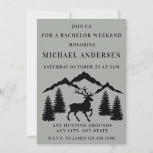 Rustic Grey Buck Hunting Bachelor Weekend Invitation