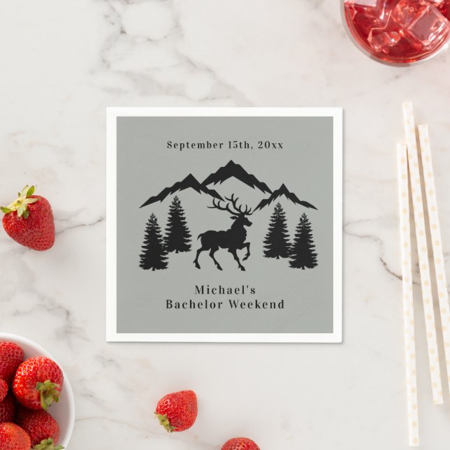 Rustic Grey Buck Hunting Bachelor Weekend Napkin (Insitu)
