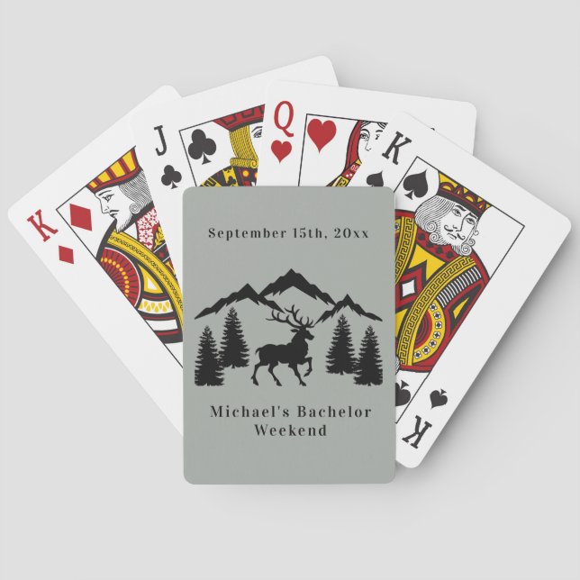 Rustic Grey Buck Hunting Bachelor Weekend Playing Cards (Back)