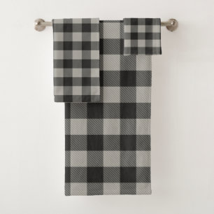 Rustic Grey Buffalo Plaid Bath Towel Set