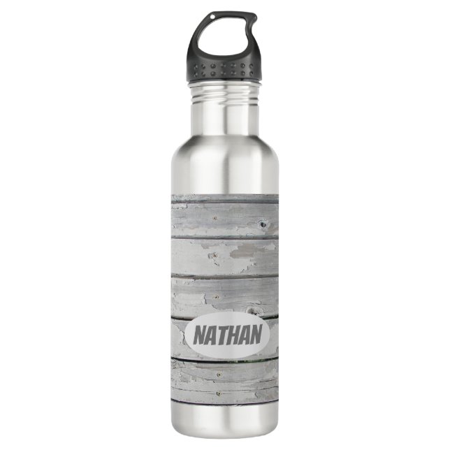 Rustic grey fence  710 ml water bottle (Front)