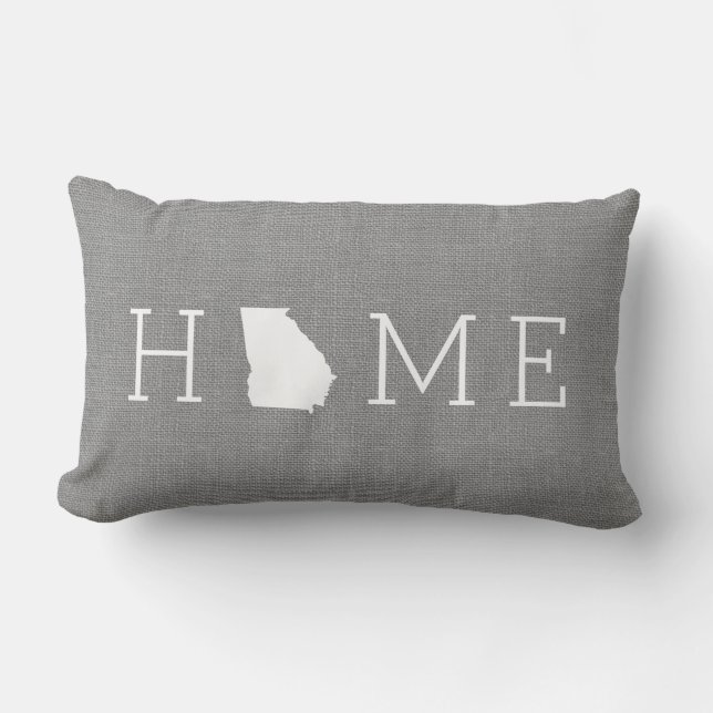 Rustic Grey Georgia Home State Throw Pillow (Front)