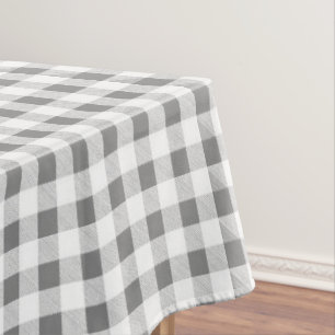 Rustic Grey Gingham Buffalo Plaid Tablecloth