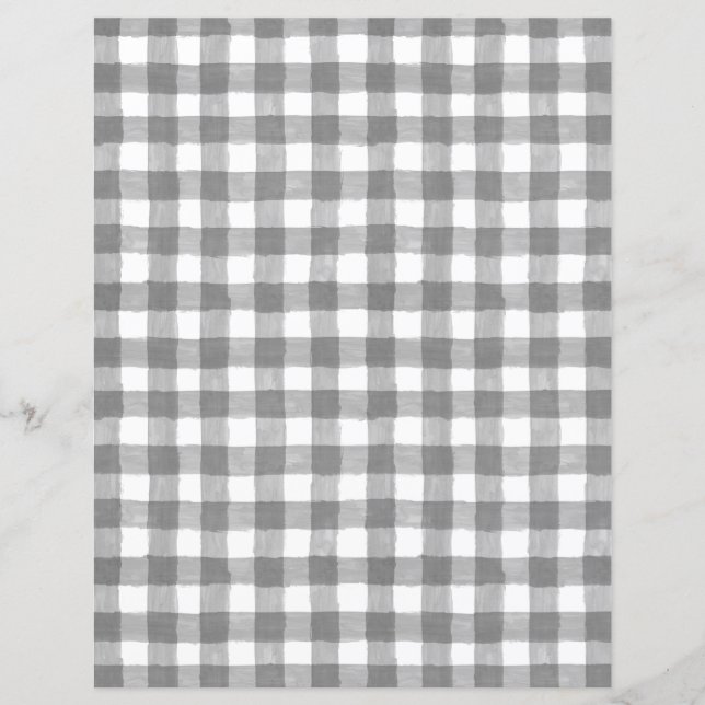 Rustic Grey Gingham Paper Sheet (Front)