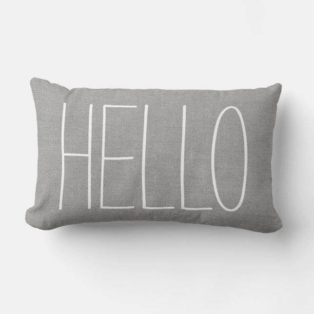 Rustic Grey Hello Lumbar Cushion (Front)