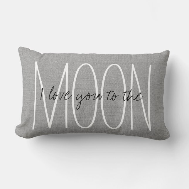 Rustic Grey I Love You to the Moon Lumbar Cushion (Front)